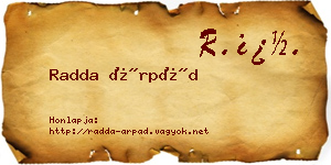Radda Árpád névjegykártya