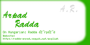 arpad radda business card